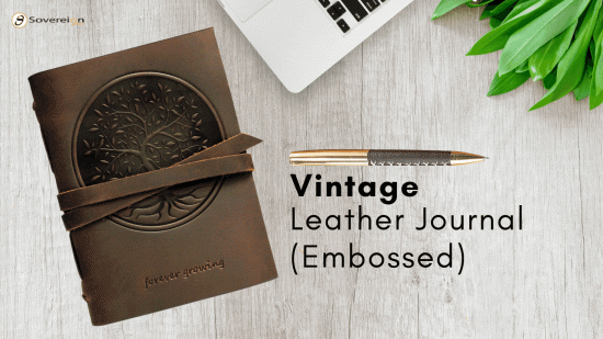 Leather Journal & Bookmark Set (with Vintage Pen)